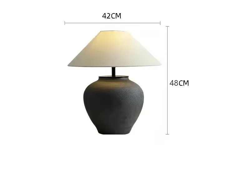 Vintage Silent Wind Ceramic Table Lamp, Rural Homestay Designer, Living Room, Study, Bedroom, Ceramic Pot Table Lamp