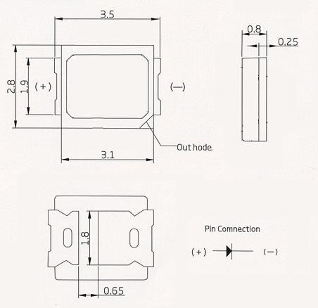 Special wavelength manufacturer offer Top view 2835  PLCC2  Silicon PIN  Si  photodiode  as sensor  with ROHS