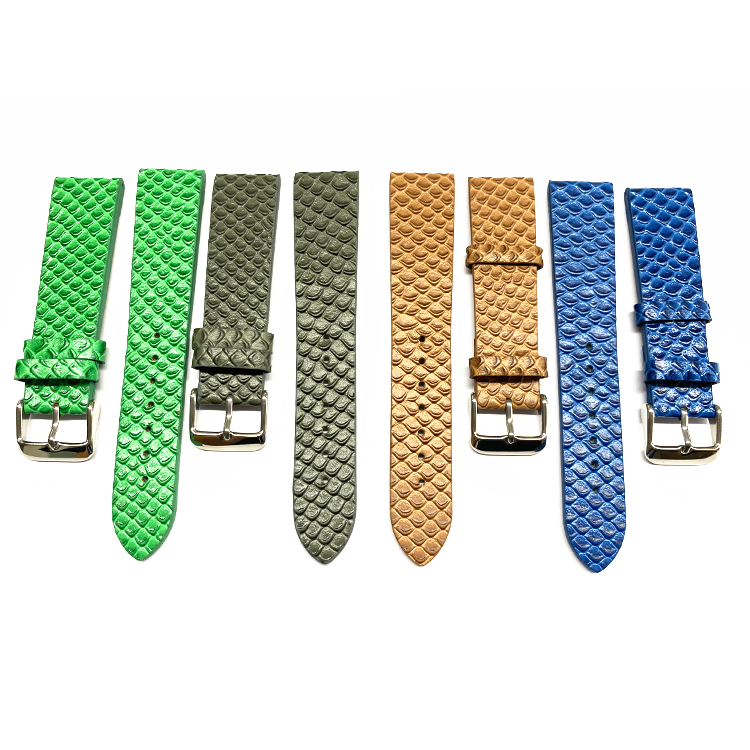 Custom Fishskin pattern Genuine leather watch strap