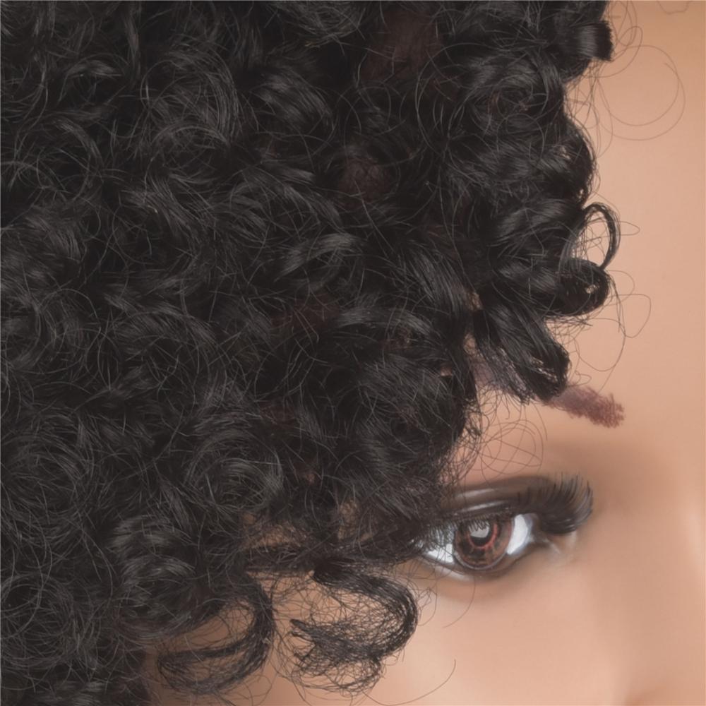 MYZYR's own brand 12-inch heat-resistant curly hair synthetic African wig, cheap high-quality synthetic wig supplier (black)