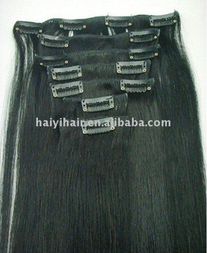 100% remy human hair clips on hair extensions