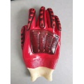 Roter TPR PVC beschichteter Handschuh. Strick Handgelenk