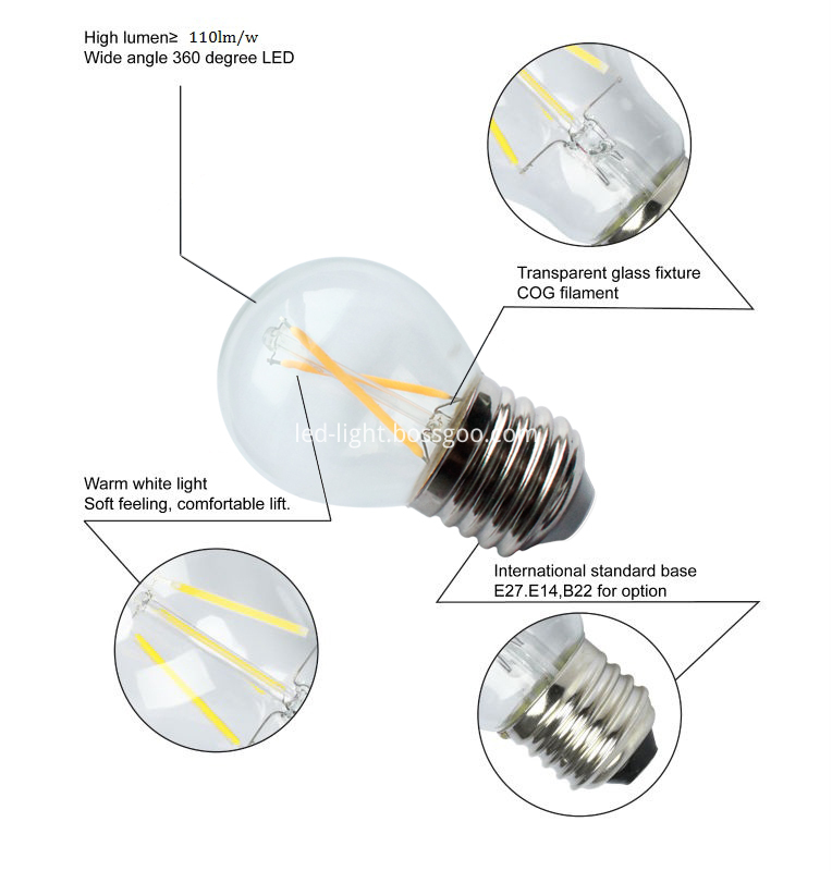 Global 2W LED Filament Bulb G45