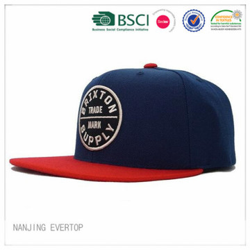 Mens Navy Applique Flat Bill Snapback Cap