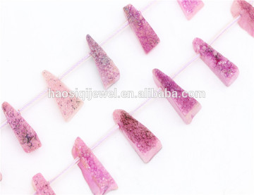 wholesale pink gemstone quartz crystal point pendants and charms for women jewelry making