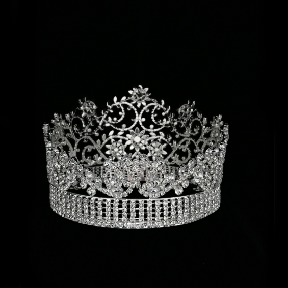 Full Round Diamond Miss World Crown Flower Tiara