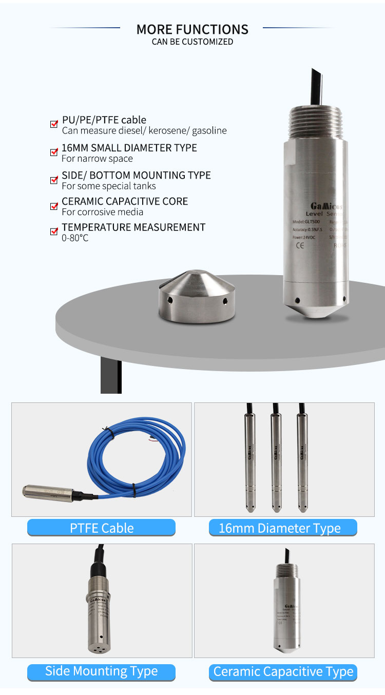 GAMICOS Sommergibile 4-20mA RS485 sensore di livello borewell per serbatoio dell'acqua