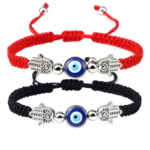 Adjustable Black and Red Knot Turkish Blue Eye Bracelet