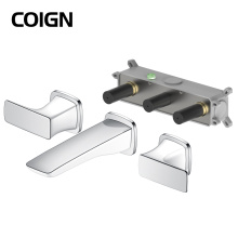 single handle wall mount faucet Brass Two Handle Widespread Bathroom Faucets Supplier