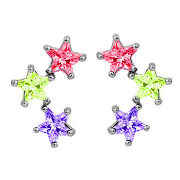 2014 New Designed Women Fashion Jewelry Earrings with Colored Star Stone Design