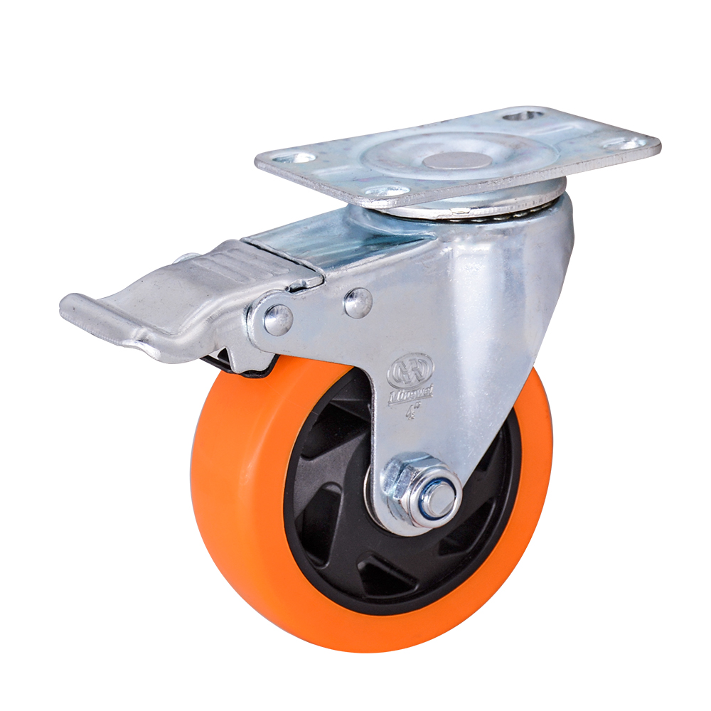 3 inch Orange Medium Duty PVC Caster Wheel