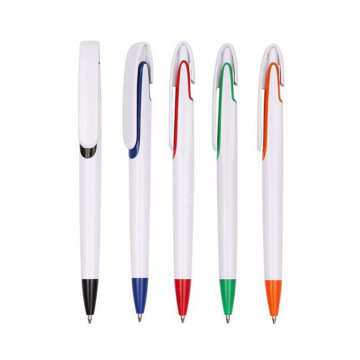 Wholesale Simple Plastic White Ballpoint Pens with LOGO