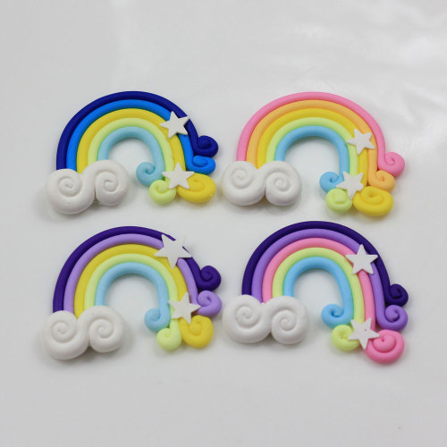 Multi couleur Kawaii polymère argile nouveaux arcs-en-ciel Cabochons pour enfants artisanat arrivée 100 pièces 38 * 50mm artificiel SOLA artisanat 100 pièces / sac