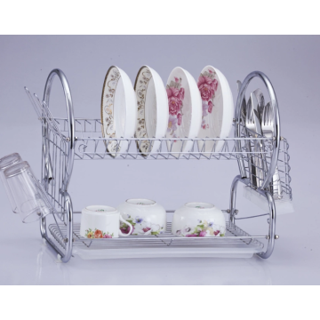 Dish Stand mudah alih 2 lapisan