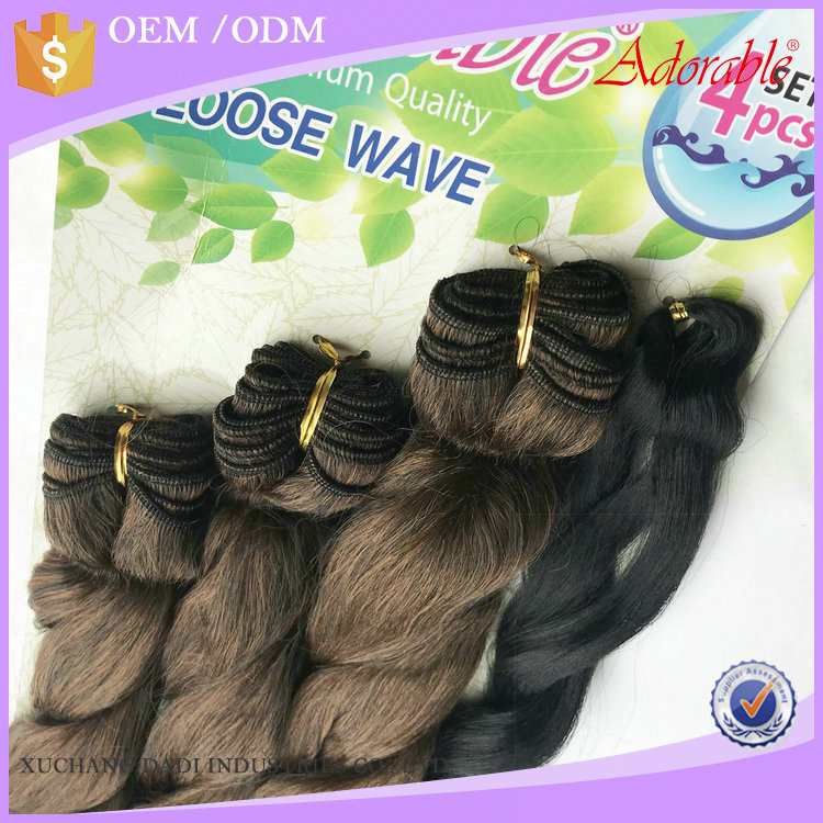 Adorable Wholesale heat resistant synthetic hair weft 4pcs body loose deep wave synthetic hair weaving free braid mixed T1b27