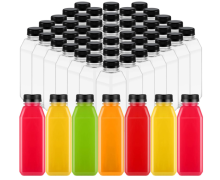 Custom Square PET Plastic Beverage Bottles - 8oz to 500ml