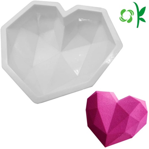Molde de pastel en forma de diamante de corazón de silicona