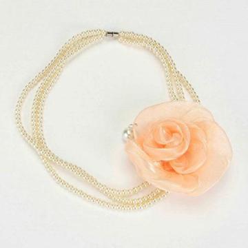 Petal peach flower decorated pearl strands necklace for cute women