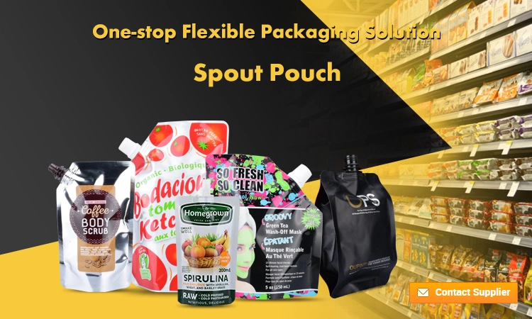 Crystal Clear Plastic Mylar Dimsum Packaging Stand up Seal Frozen Liquid Spout Bag with Screw Caps