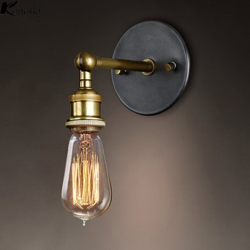 Konesky Vintage Loft Adjustable Industrial Metal Wall Light Retro Brass Modern Wall lamp Country Style Sconce Lamp Fixtures