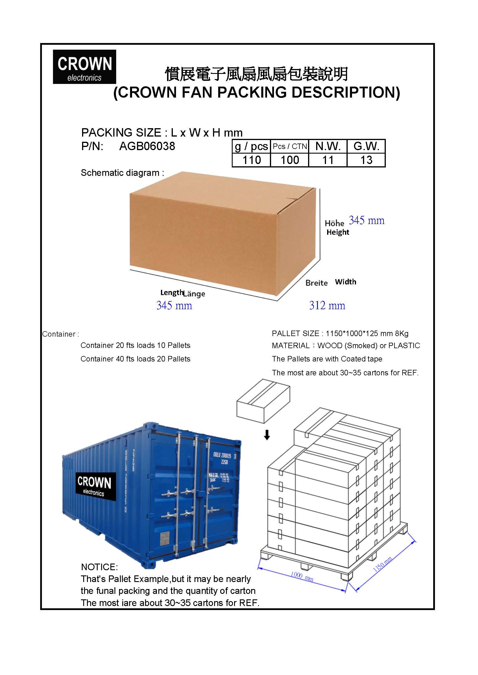 Crown 12V 24V 48V 6038 Flusso assiale CC