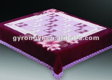 100% polyester printed and double sides carving raschel blanket 5kg