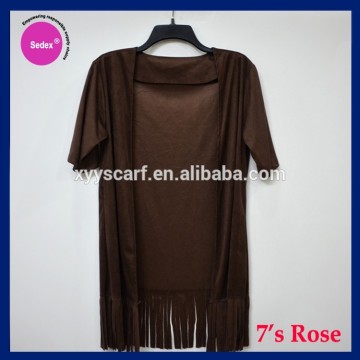 new elegant fake suede poncho shawls with sleeve