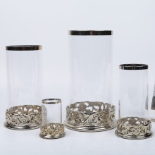 Luxury Wedding Decoration: Gold Candlesticks & Tall Glass Cylinder Hurricane Candle Holders for Home