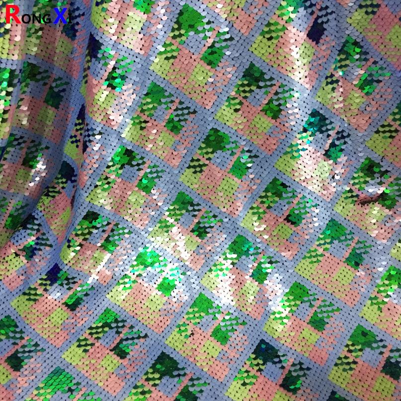 RXF0731  5mm Grid Shape Lilac Spangle Velvet Sequin Fabric
