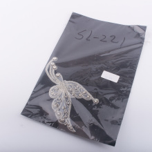 Silver Butterfly Wedding Bead Embroidery Collar Applique Patch