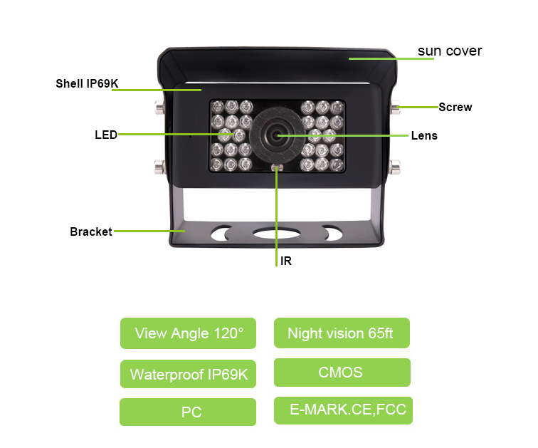 Night vision rearview front camera for toyota prado