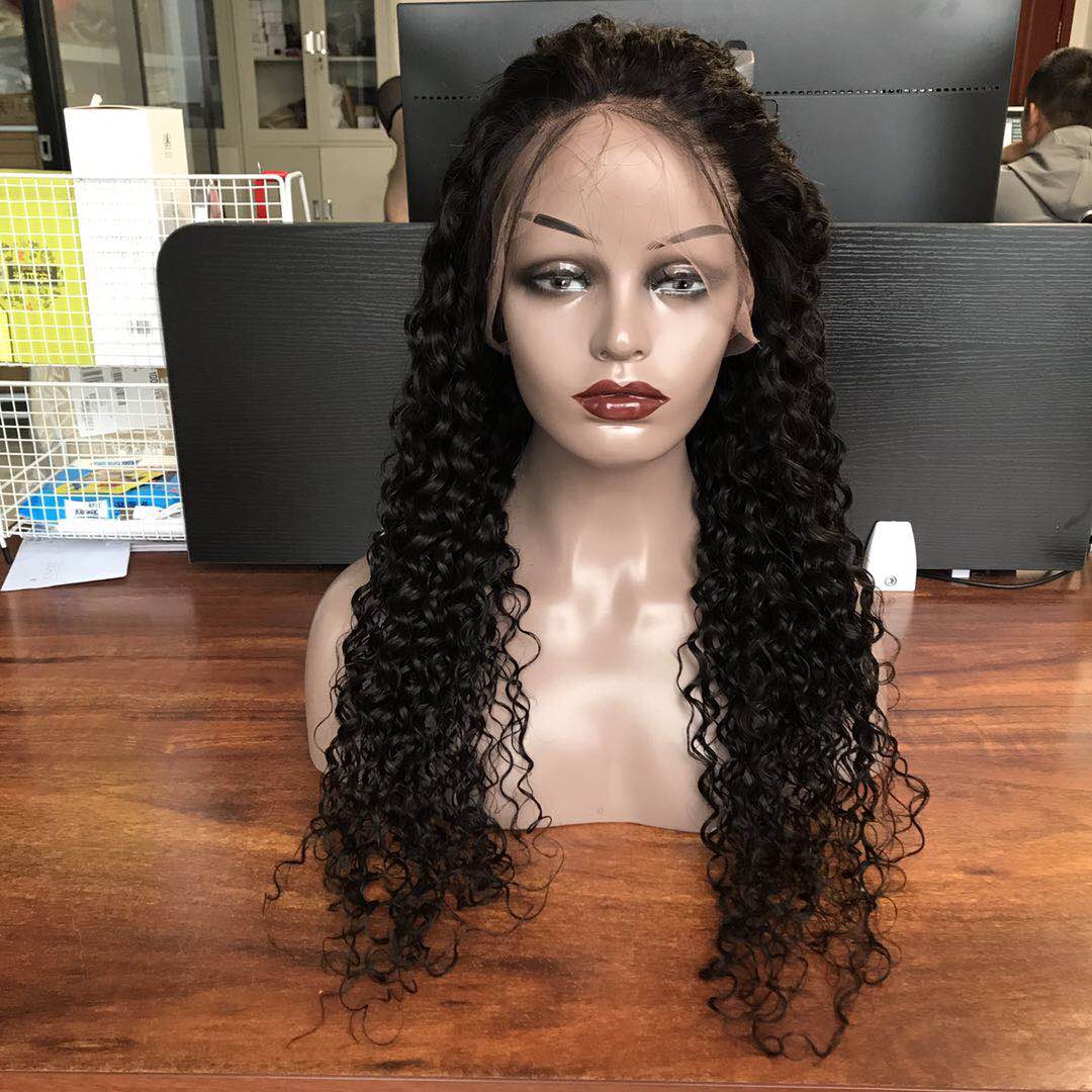 Own factory low cost natural and smooth kinky curly lace wig,  13*4 lace frontal kinky wig human hair