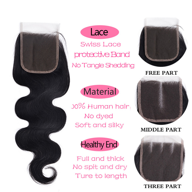 Wholesale Virgin Hair Vendors Brazilian Hair Closure Virgin Hair Middle Part Free Part Three Part Lace Closure