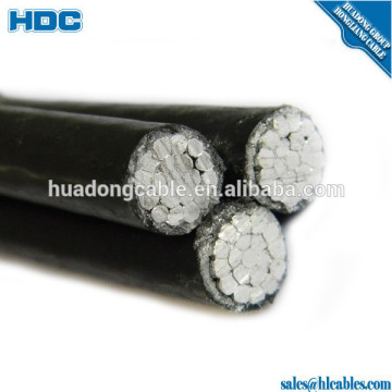 Triplex aluminum cable URD Pratt phase size 250 AWG Netrual size 3/0AWG 600V rated voltage XLPE insualtion