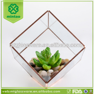 Popular gold design faceted glass terrarium vase