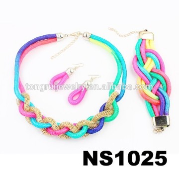 lead and nickel safe alloy fashion fluorescence color braided jewelry sets
