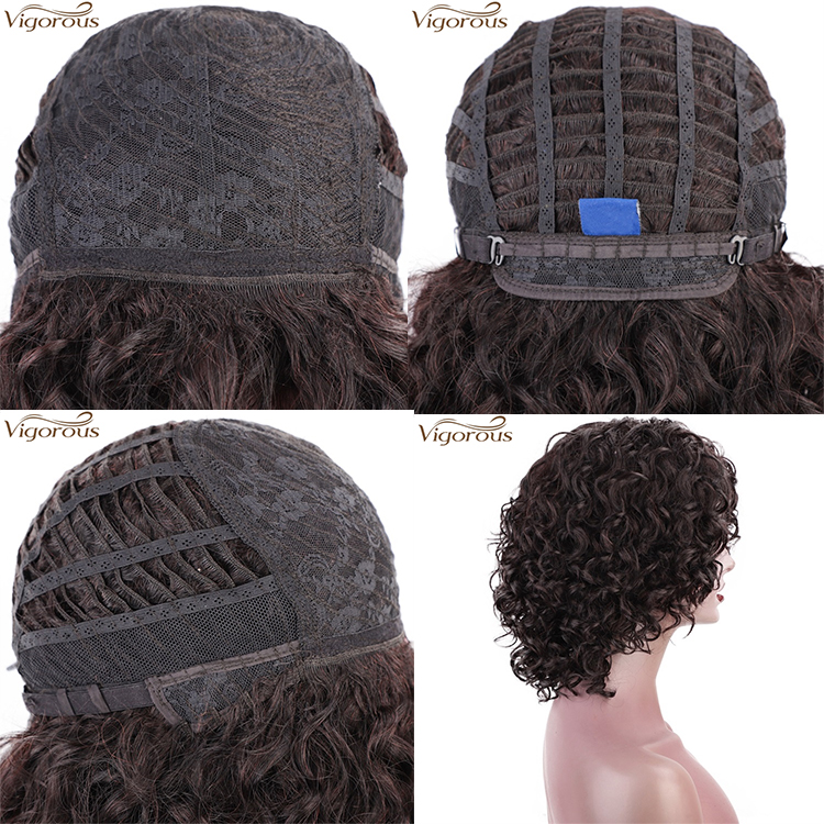Vigorous 12 Inches Side Part Brown Short Hair Wig Human Hair Wigs Afro Curly Wigs For White Women Wholesale Price