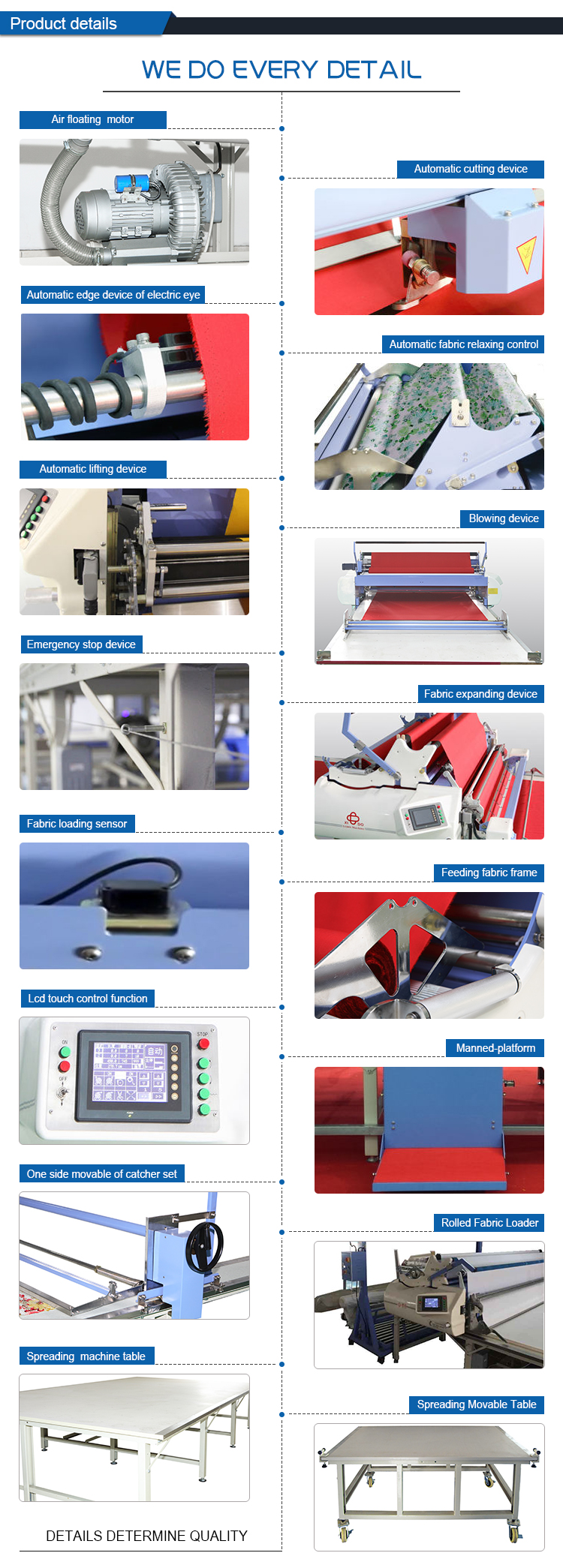 intelligent touch screen material spreading machine for apparel woven fabric