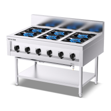 Commercial Kitchen 6 Burners Triple Ring Burner Gas Stove For Restaurant