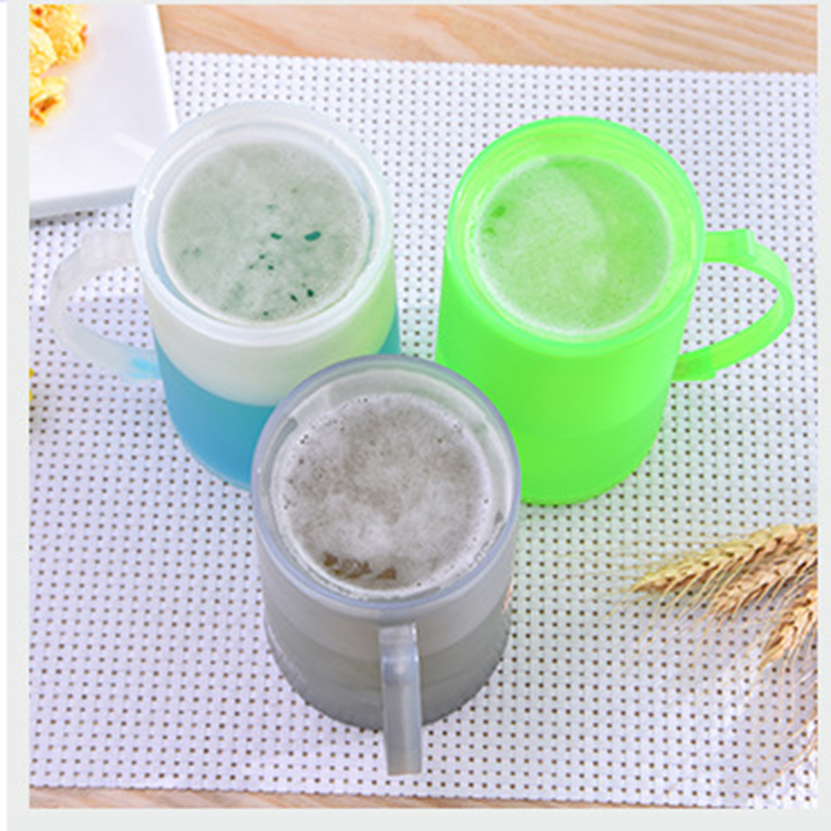 Factory Hot Selling Double Wall Freezer Mugs Durable Plastic BPA Free Ice Gel Cups 16oz Beer Glass Frosty Mugs with Gel