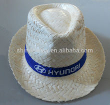 Promotion natural real straw hat, White natural straw fedora hat