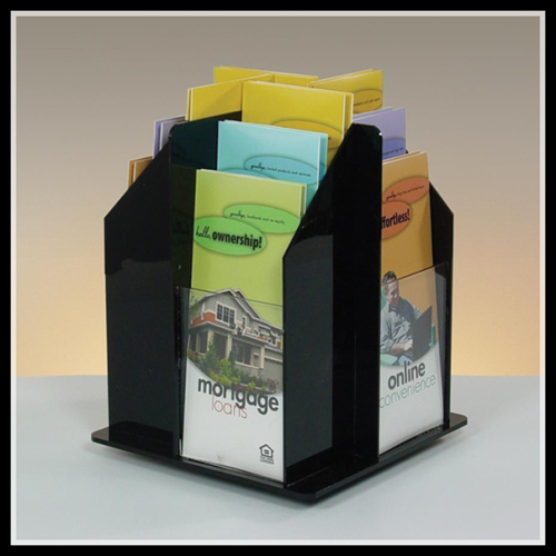 hot-selling black rotating acrylic brochure holder