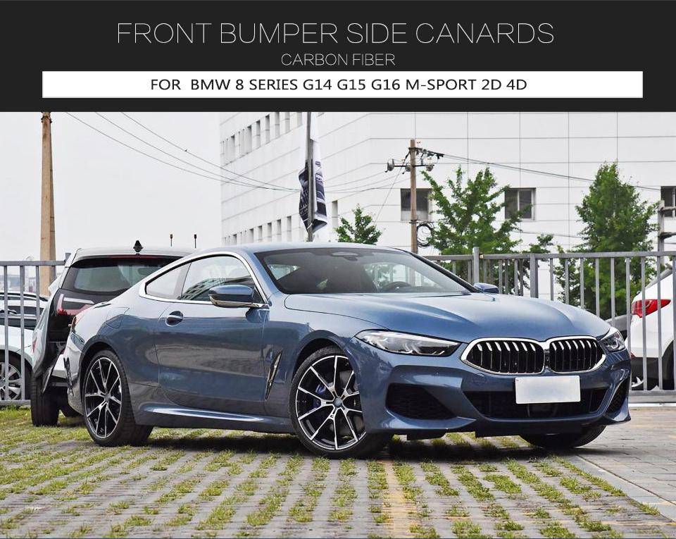 Dry Prepreg Carbon Fiber G14 G15 G16 Front Bumper Fins Canards Aprons Splitter for BMW 8 Series M850i Msport 2019 2020