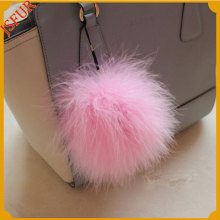 Factory Wholesale Fluffy Turkey Feather Fur Pompom Keychain