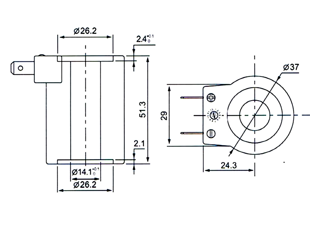 Dimension of BB14151313 Solenoid Coil: