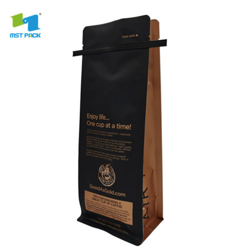 Cetak produk kustom matte balck coffee pouch kantong plastik foil valve minimum rendah