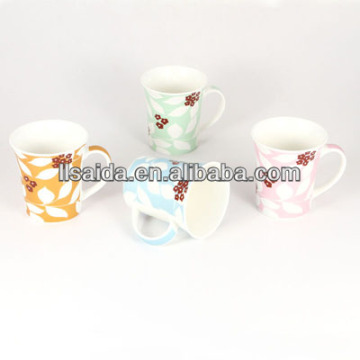 Porcelain mug cup with bright decals