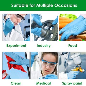 Blue Nitrile Gloves Powder Free Wear-resisting Oil Resistant Waterproof Food Production Works Gloves