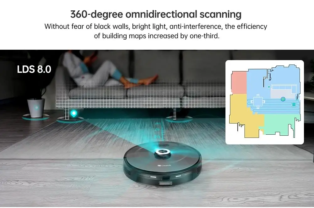 Robotic Vacuum Cleaners with 3 Adjustable Level of Water Volume Multiple Cleaning Modes