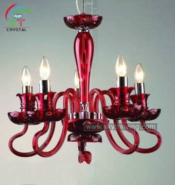 red art glass chandelier